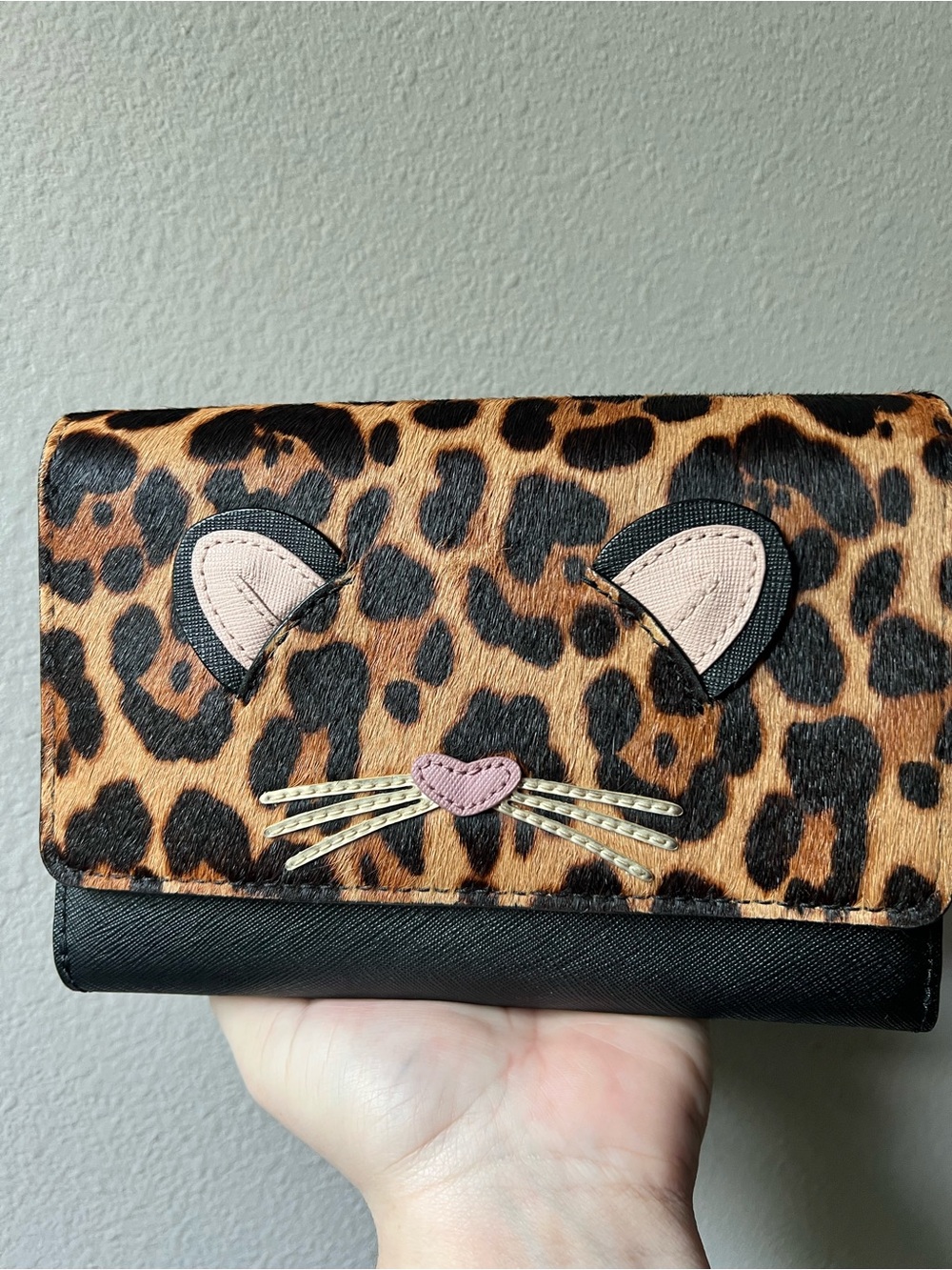 Kate Spade Special Leopard Cat Face Crossbody Wallet